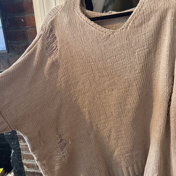 12th Tribe Beige Distressed Sweater - Picture 5 of 6